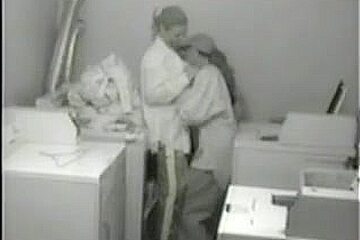 Lesbian cuties caught having sex on a laundry room