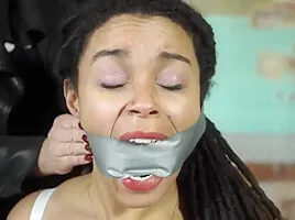 Tied Ebony Baby In White Dress Her Tits