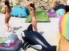 Tina Blaze And Anna Gold - Nudist Women Beach Fun