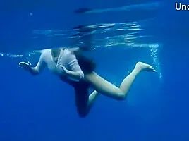 Horny Sweet Babe In The Pool And Lesbos In Sea At Tenerife