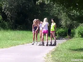 Anneli, Group Naked Rollerblading