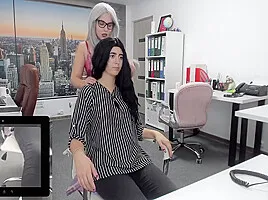 Kinky Secretary - And Her teen 18+ Coworker Have Fun At Office Place When Boss Is Away