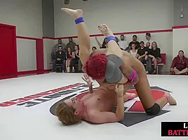 Lesbian wrestling babes public battle in wrestling arena