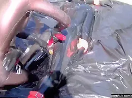 Two Latex Lesbian Bitches Enjoy The Hot Summer Outdoor With Dildo Games On Her Rubber Playground