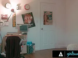 GIRLSWAY - Futuristic MILF Takes Vintage Nerdy Girls' Virginity! ROUGH PASSIONATE THREESOME