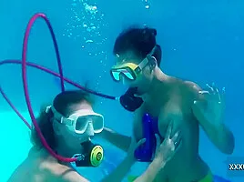 Minnie Has Fun With Candy Underwater