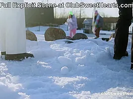 Playful 18yo Lesbians Playing with Snow at ClubSweethearts
