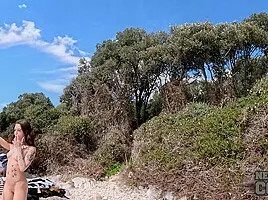 Beach Day Afternoon With Gabriela Lati And Dora Playing Games Naked Outdoors Eating And Fingering