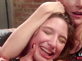 Strapon lezdom babes pounding in 4way